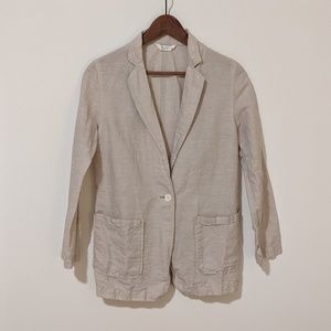 Linen & Cotton Featherweight Blazer - Beige/Natural - Size 4 Small